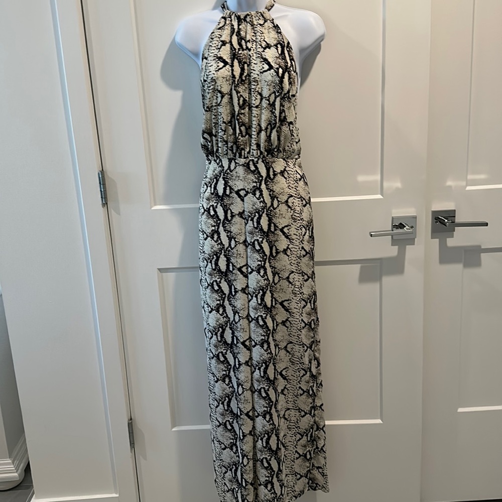 Endless Rose animal print jumpsuit, tie at neck Size L
